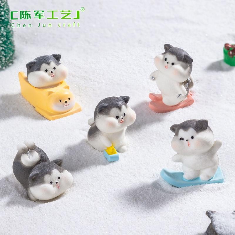 Mèo trượt tuyết mini trang trí cảnh tuyết (PK-714)
