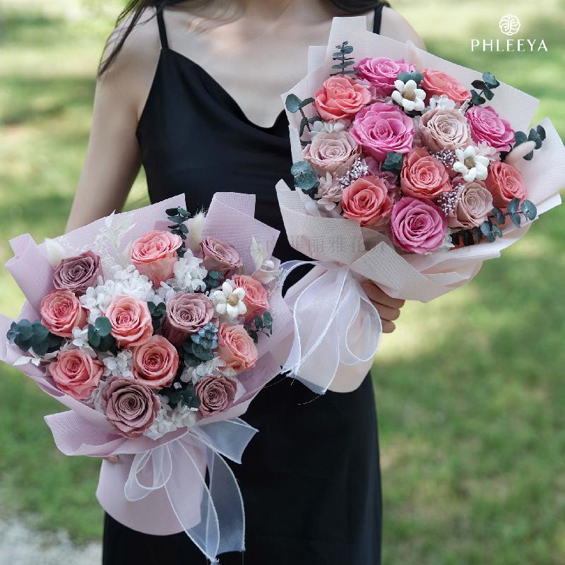Bó hoa hồng vĩnh cửu quà tặng giáo viên Valentine Thất Tịch (HK-14)