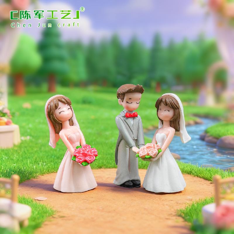 Tiểu cảnh đôi tặng hoa trang trí bánh phong cách nữ tính (ZC-1045)