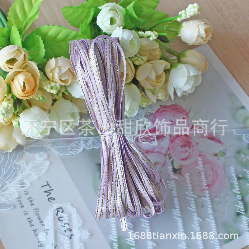 Ruy băng satin viền vàng 3mm - dây ruy băng mảnh cho DIY, làm phụ kiện tóc, bánh ngọt, hoa và gói quà. Lý tưởng cho các dự án thủ công và trang trí.