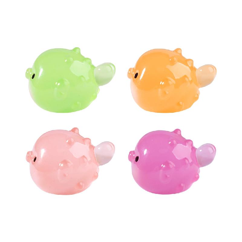 微景观创意可爱夜光胖胖河豚萌粒 DIY装饰品挂配件迷你树脂小摆件