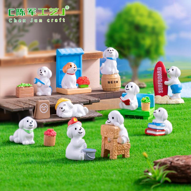 Tiểu cảnh chó lướt sóng, sân vườn DIY, phụ kiện xe hơi tiểu cảnh mini dễ thương (ZC-545)