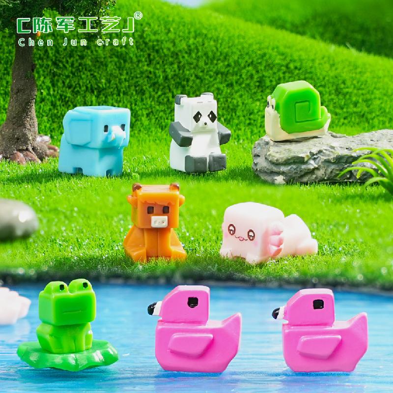 跨境外贸微景观创意方块火烈鸟青蛙动物 DIY装饰品配件迷你小摆件