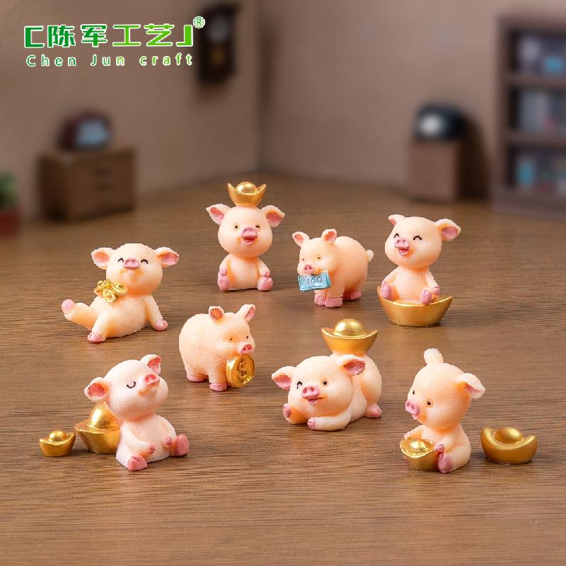 Tiểu cảnh heo may mắn, trang trí cây cảnh và xe hơi mini (ZC-398)