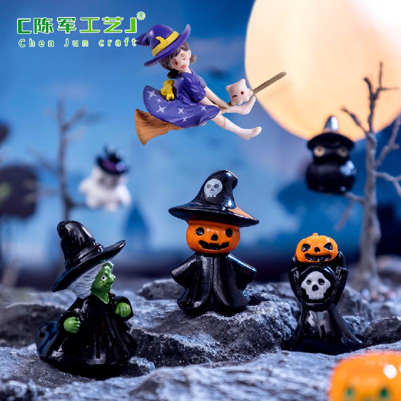 Tiểu cảnh Halloween bí ngô, phù thủy mini, trang trí DIY (ZC-51)