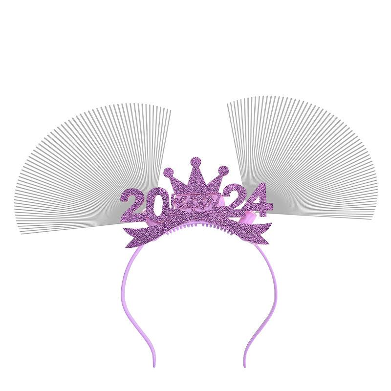 Đầu kẹp phát sáng 2024, phụ kiện đầu cho New Year, tiệc tùng và sự kiện, ánh sáng LED, dành cho trẻ em.