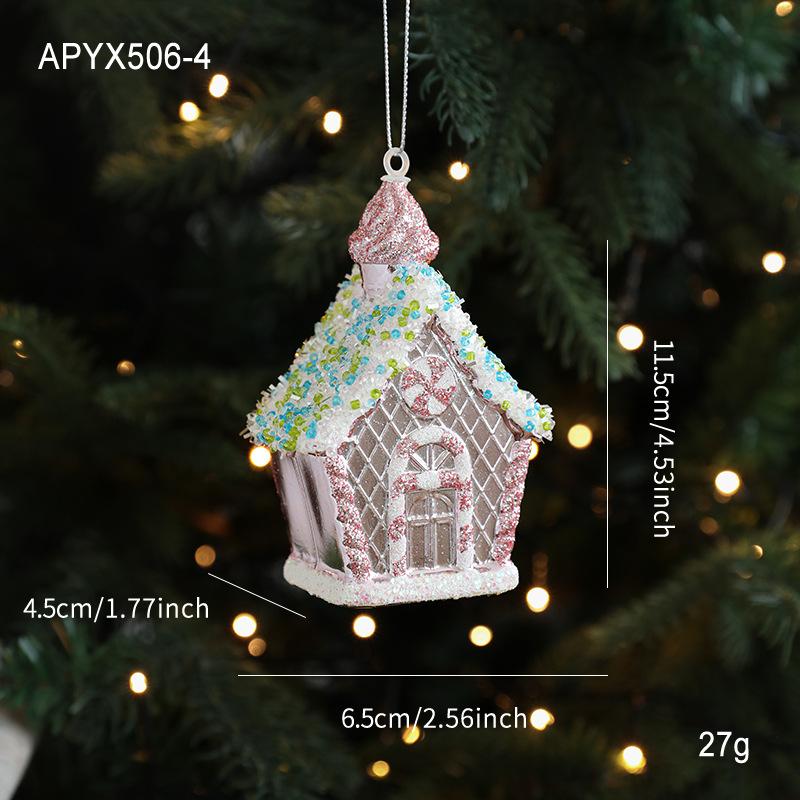 Móc treo Giáng Sinh màu hồng phong cách ins, cây thông Noel mini 3D, decor cửa sổ phòng khách, bàn làm việc