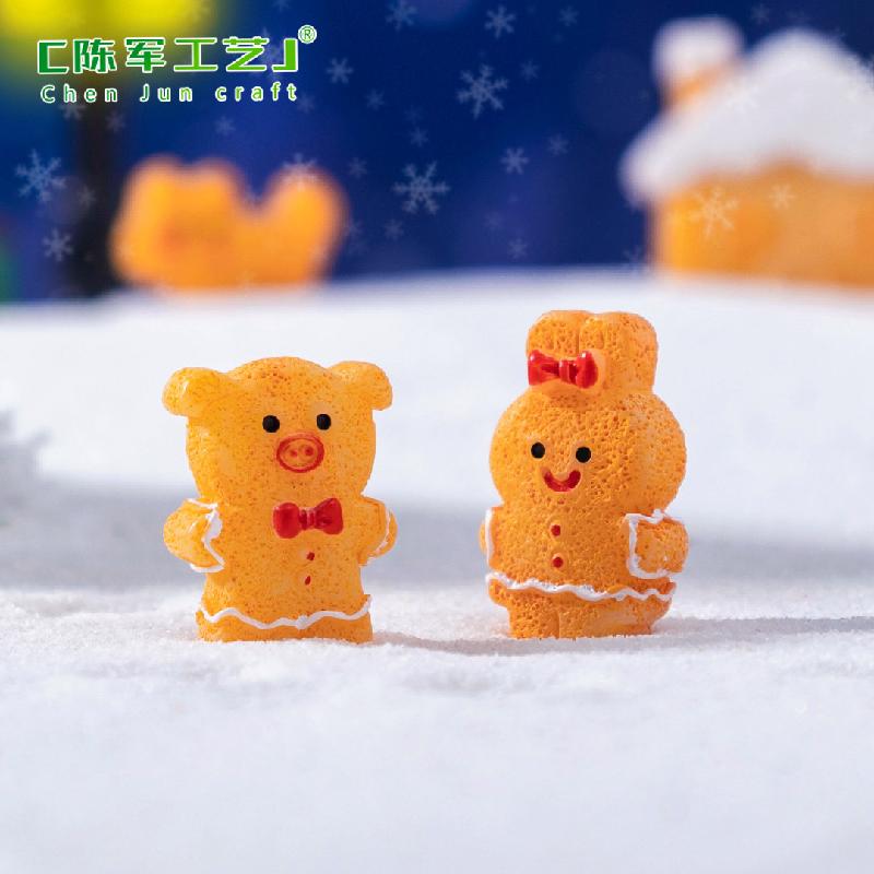 微景观创意圣诞姜饼人小动物公仔 DIY装饰品挂配件迷你桌面小摆件