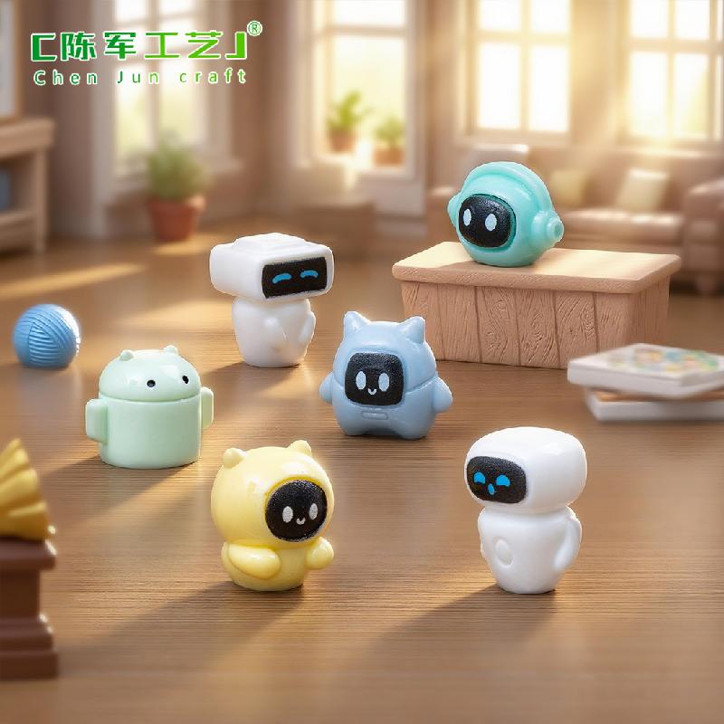 跨境新品微景观创意迷你小机器人萌粒公仔 DIY装饰配件树脂小摆件