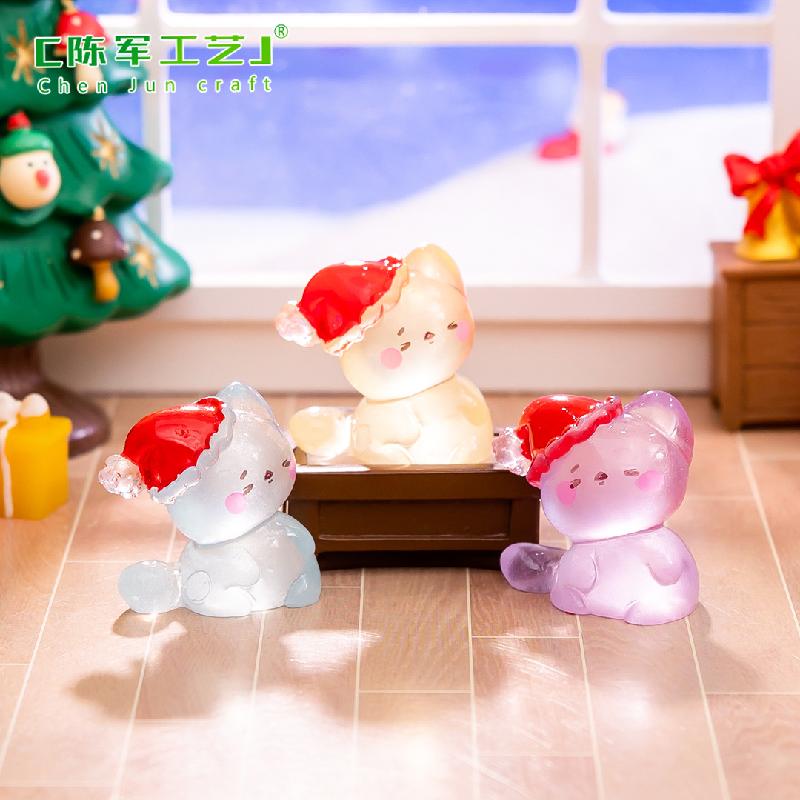 Mèo Noel phát sáng DIY trang trí bàn và xe dễ thương (ZC-770)