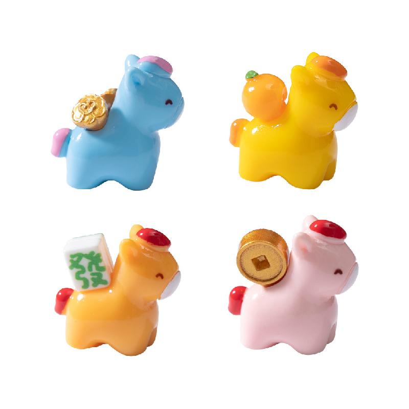 微景观马年新年发财如意小马公仔 娃屋DIY装饰配件迷你桌面小摆件