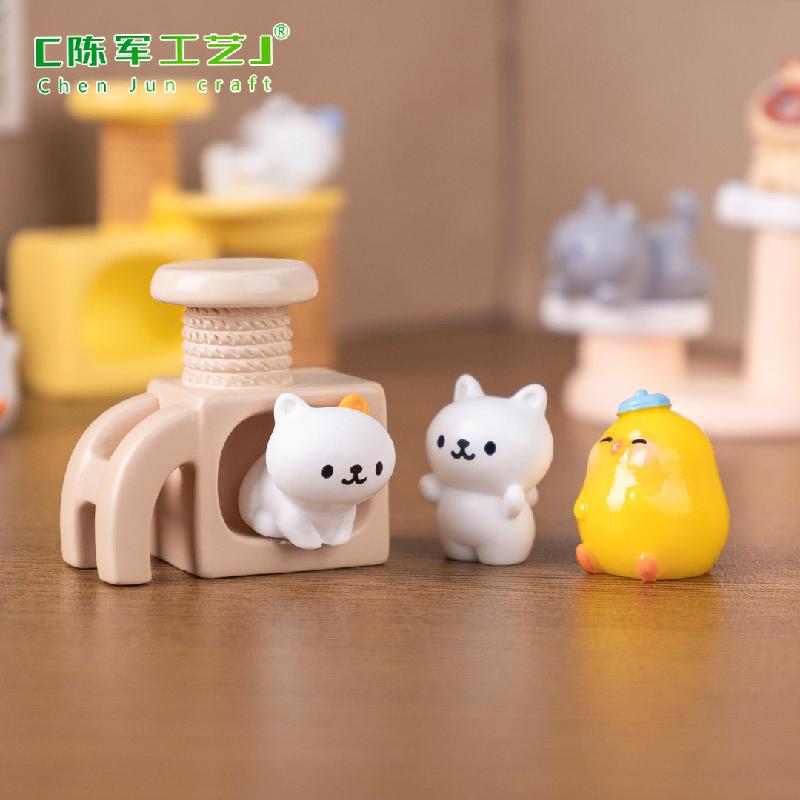 微景观创意可爱猫爬架小猫公仔娃娃屋 DIY装饰配件迷你桌面小摆件