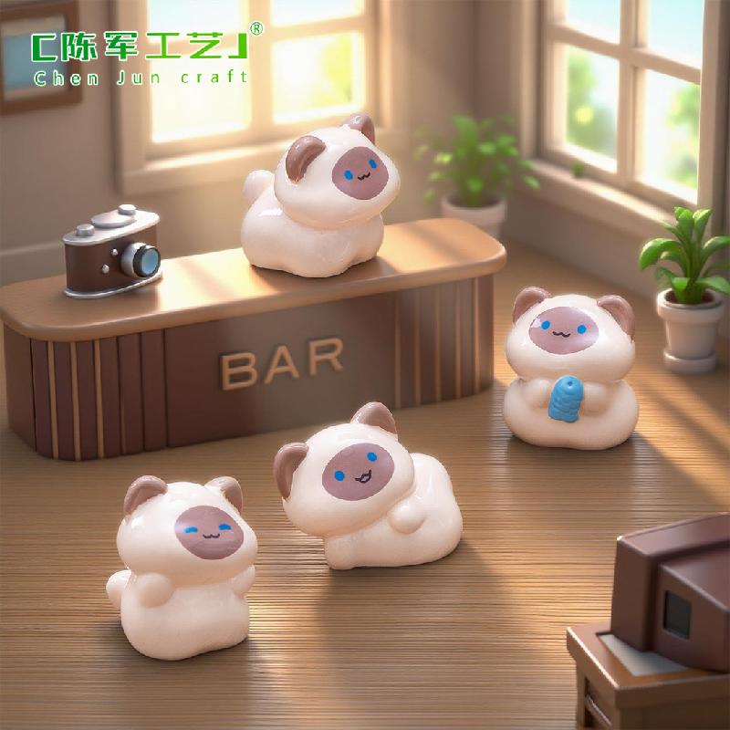 微景观创意活泼暹罗猫公仔娃屋 DIY装饰品配件迷你车载桌面小摆件
