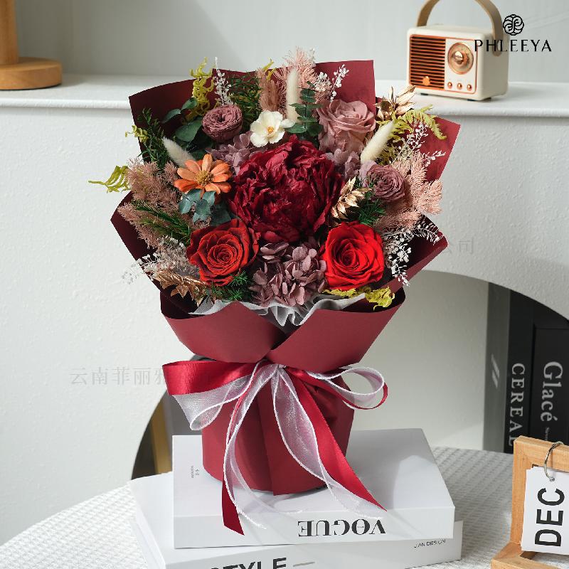 Bó hoa mẫu đơn vĩnh cửu quà giáo viên Thất Tịch Valentine (HK-29)