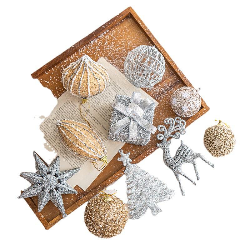 Trang trí Noel: Bóng vàng champagne, nơ trang trí đẹp