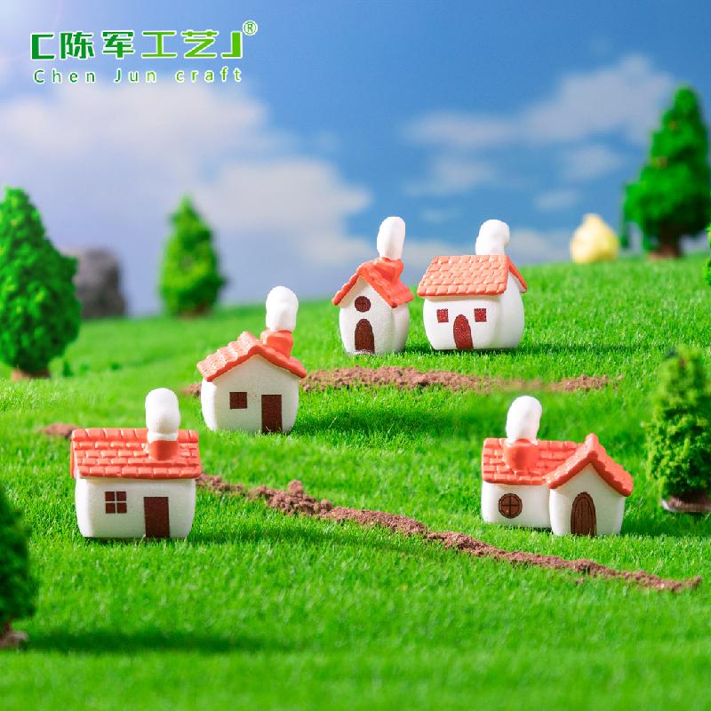 微景观创意红瓦烟囱乡村小房子园艺造景 DIY装饰品配件迷你小摆件