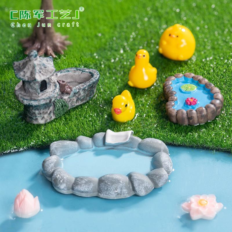 苔藓微景观创意仿真水池塔楼园艺造景 DIY装饰配件微缩迷你小摆件