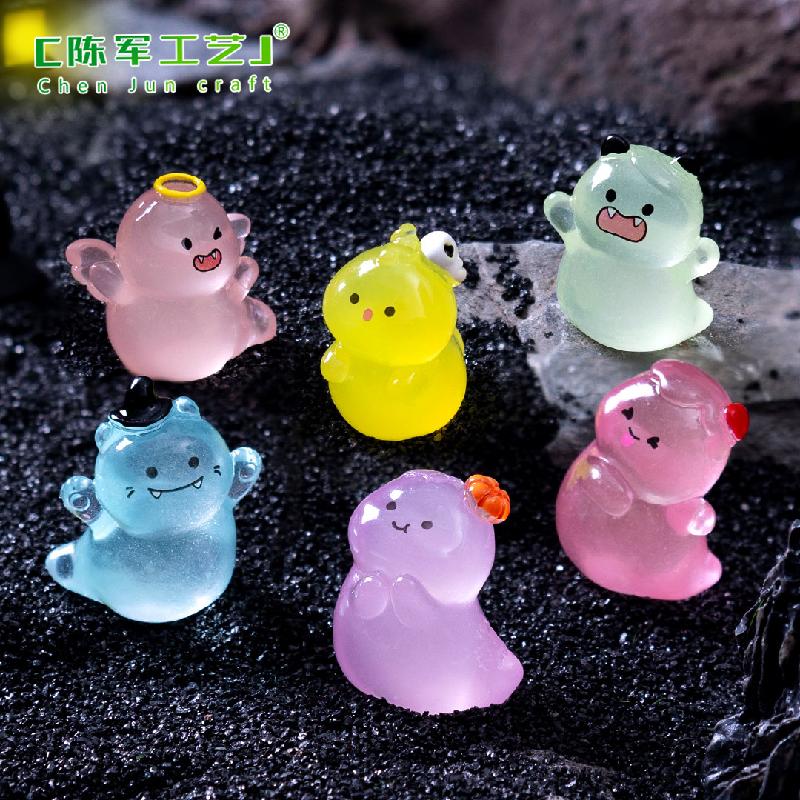 跨境新品微景观创意夜光小幽灵万圣节造景 DIY装饰配件迷你小摆件