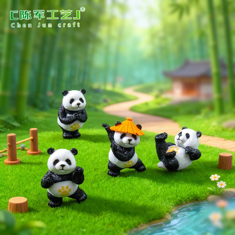 Tiểu cảnh gấu trúc võ thuật, phụ kiện trang trí chậu cây (ZC-298)