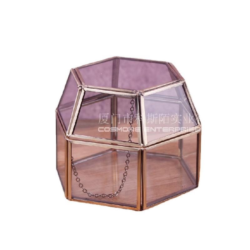 DG-227 Hộp trang sức điện phục hồi cổ điển, 6 mặt, hoa bền vĩnh cửu, thảm mầm, cảnh quan nhỏ, trong suốt, các bình hoa đa thực vật