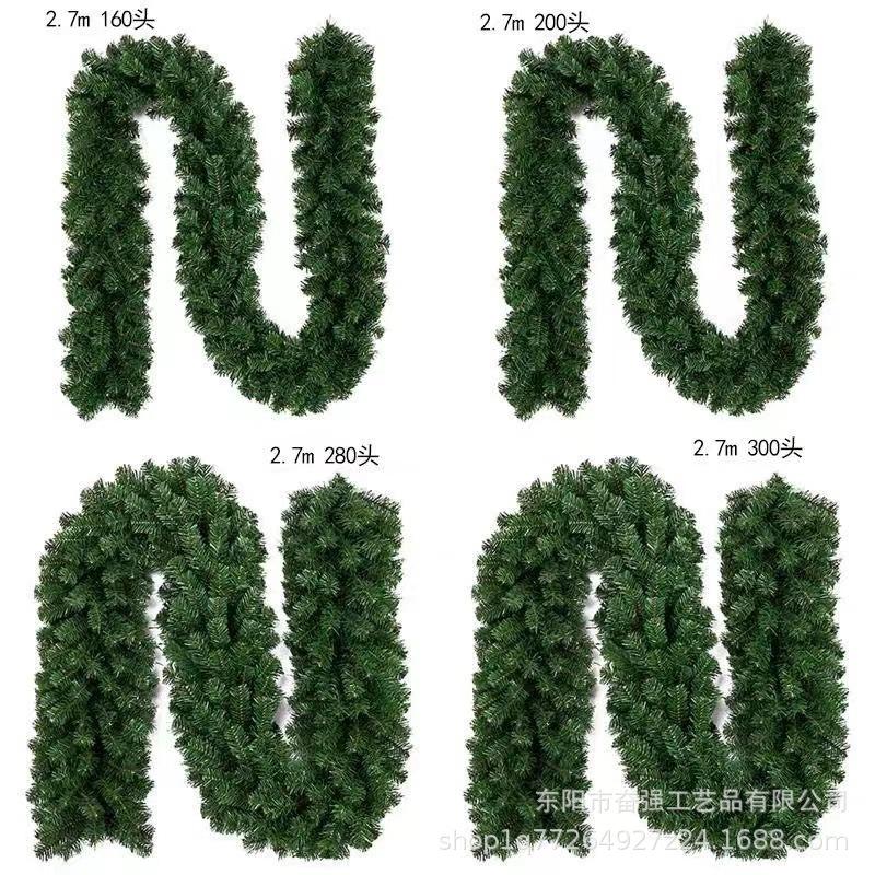 Dây tre trang trí Giáng Sinh dài 2.7m - bao gồm nhánh thông và dây tre dày đặc, lý tưởng cho trang trí cây thông và không gian lễ hội.