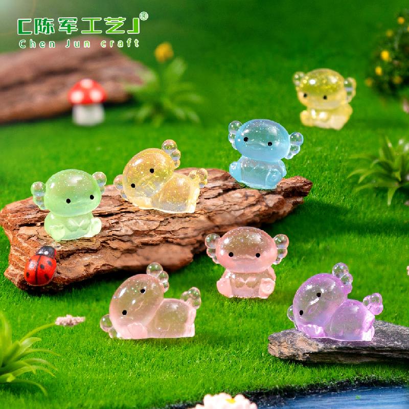 跨境新品微景观创意夜光胖胖细闪六角龙 DIY装饰品配件迷你小摆件