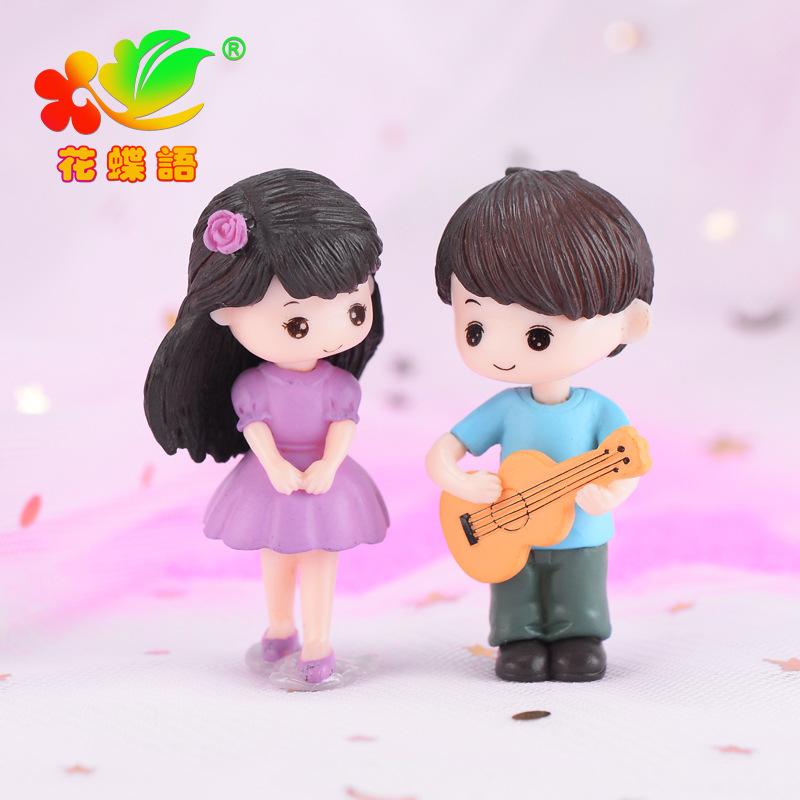 微景观创意吉他情侣公仔蛋糕烘焙 DIY装饰品挂配件迷你塑料小摆件
