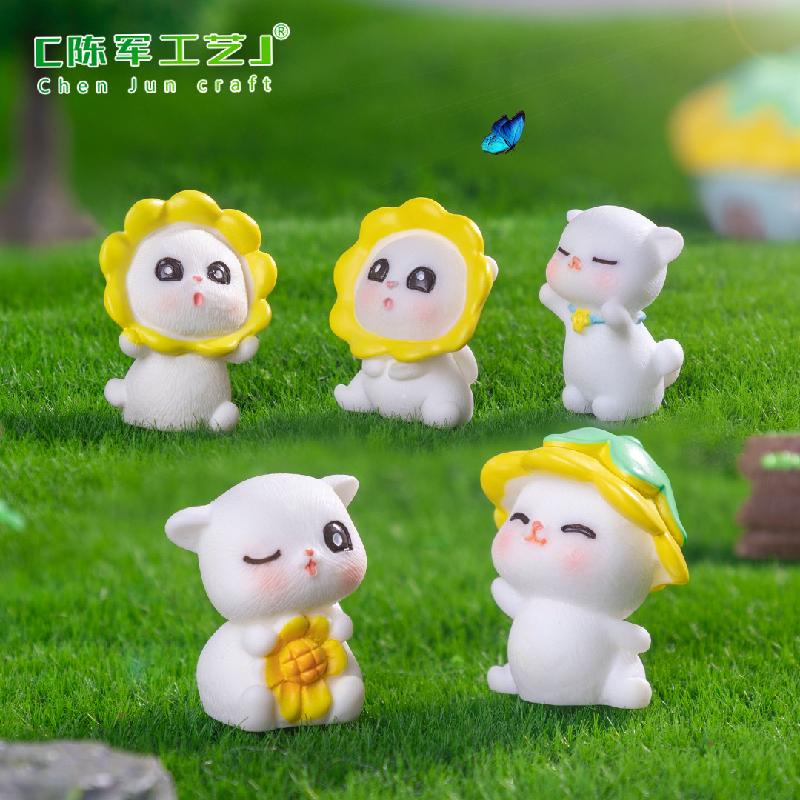 微景观创意可爱向日葵小猫园艺造景 DIY装饰品配件迷你桌面小摆件