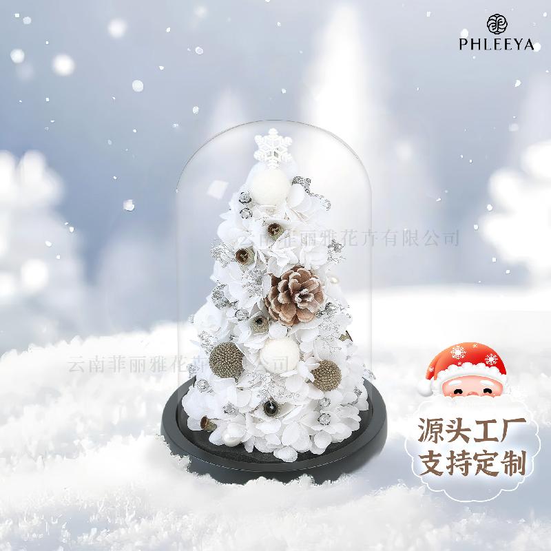 Hoa hồng vĩnh cửu cây thông Noel lồng kính quà cao cấp (HK-82)