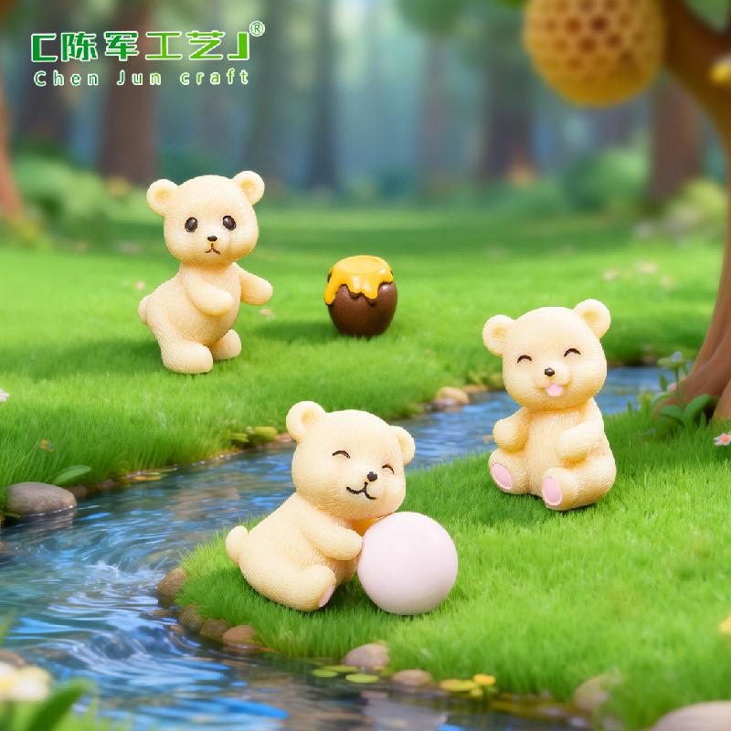 Tiểu cảnh gấu nhỏ với bóng tuyết, trang trí cây cảnh dễ thương (ZC-564)