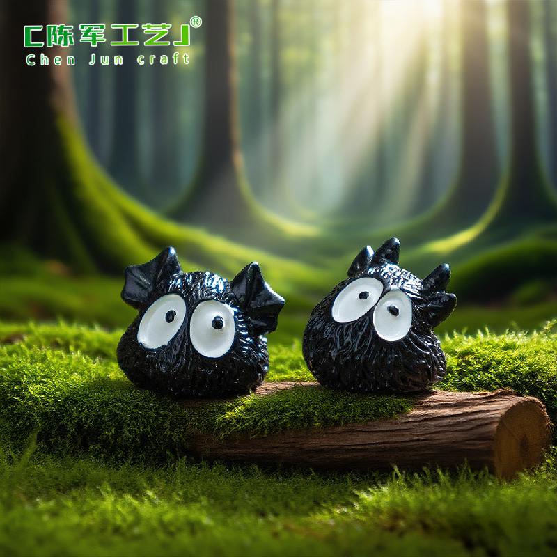 跨境新品微景观创意黑色小怪兽萌粒 DIY装饰品配件迷你树脂小摆件