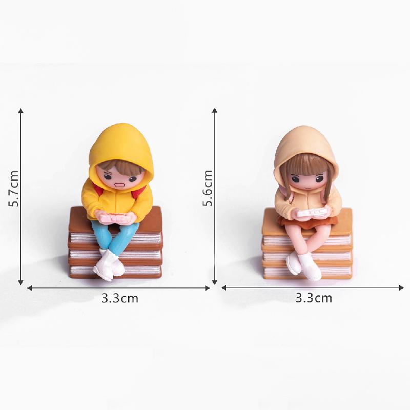 微景观创意打游戏背包情侣娃娃屋 DIY装饰品配件汽车载桌面小摆件