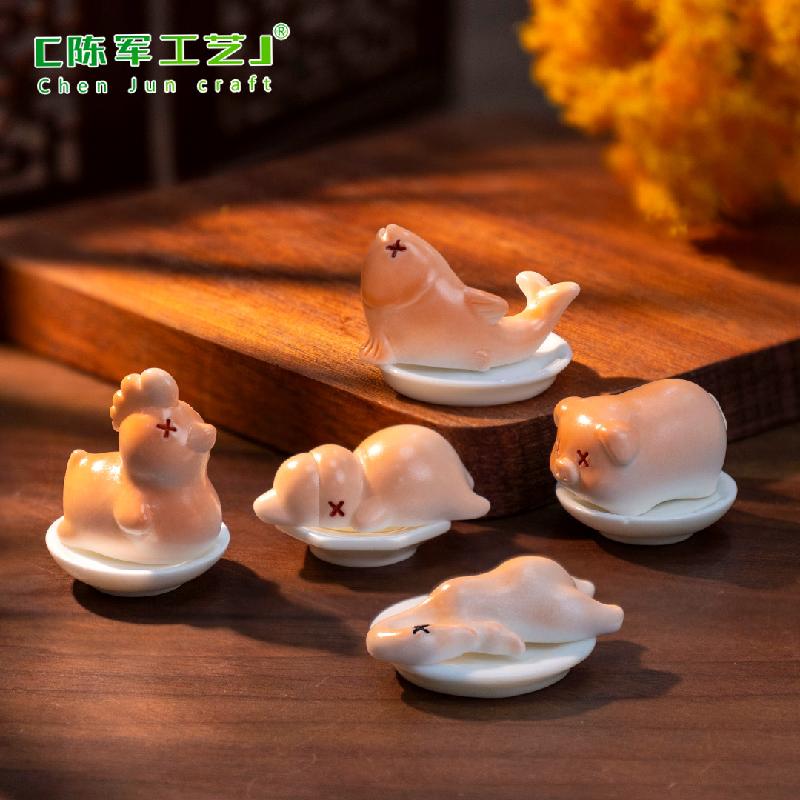 微景观创意光变动物烤鸭烤鸡仿真食玩 DIY装饰配件迷你桌面小摆件