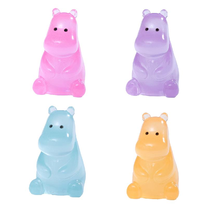 跨境微景观创意夜光河马萌粒园艺造景 DIY装饰配件迷你树脂小摆件