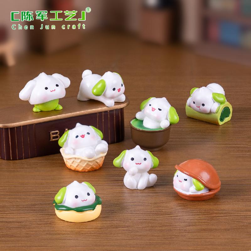 微景观创意可爱甜品抹茶小狗娃娃屋 DIY装饰品配件迷你桌面小摆件