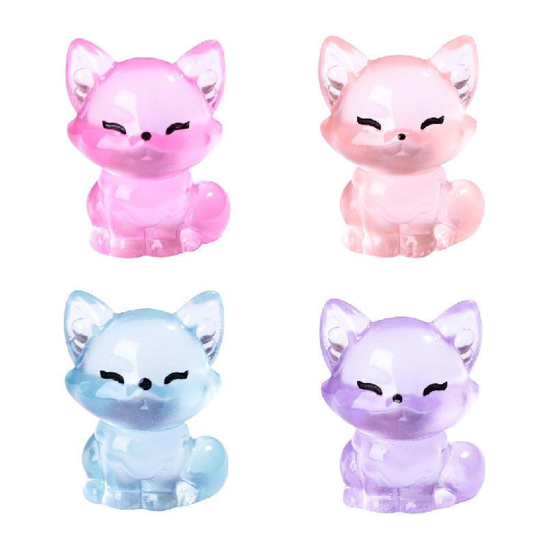 微景观创意夜光小狐狸动物盲袋配件 DIY装饰品配件迷你树脂小摆件