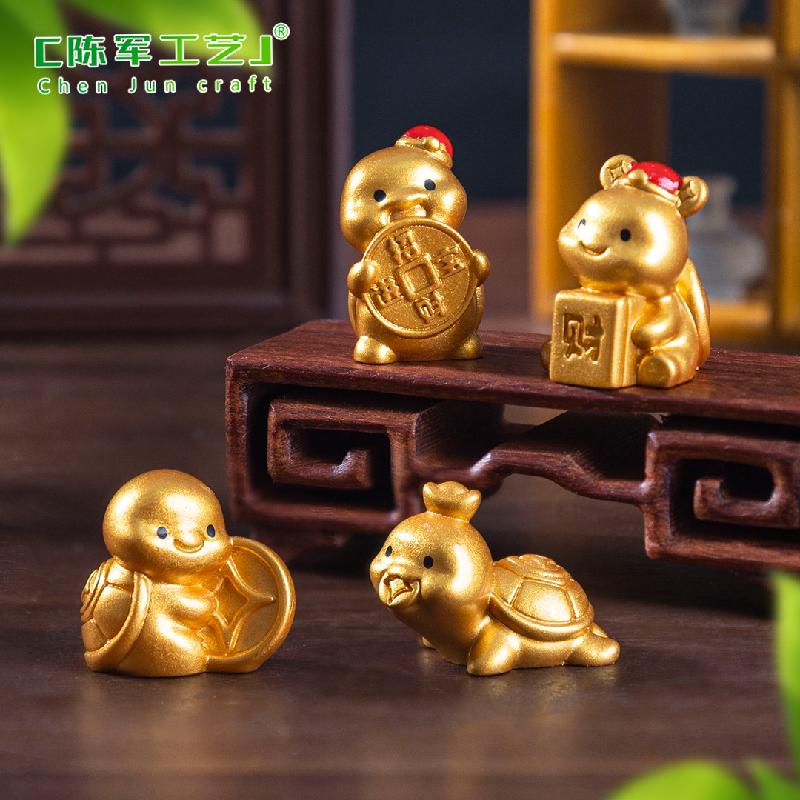 微景观创意元宝金龟聚财萌粒 DIY装饰品挂配件迷你车载桌面小摆件