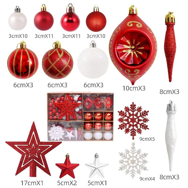 Bộ quà tặng trang trí cây thông Noel: 100 chiếc sao, bóng nhựa trang trí, hộp quà, mới.