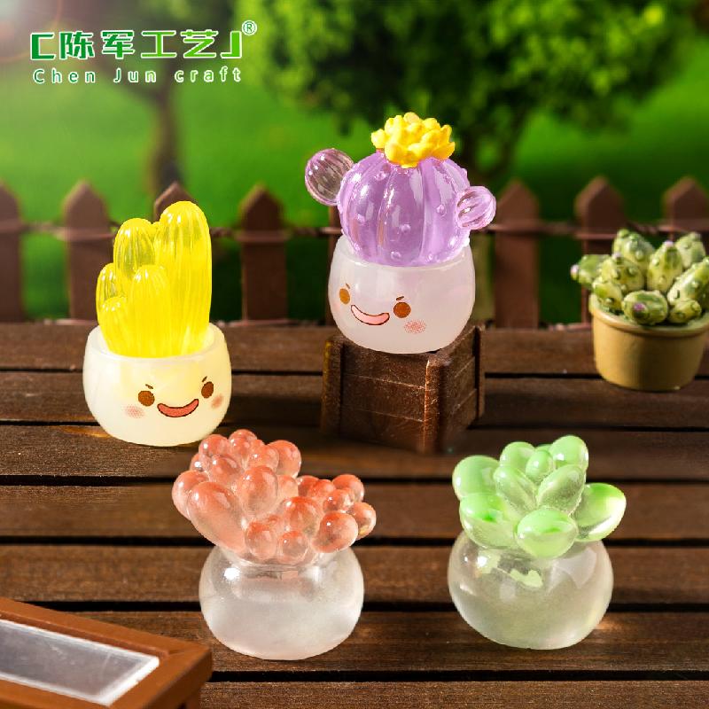 微景观夜光萌萌多肉仙人掌盆栽娃屋 DIY装饰品配件迷你桌面小摆件
