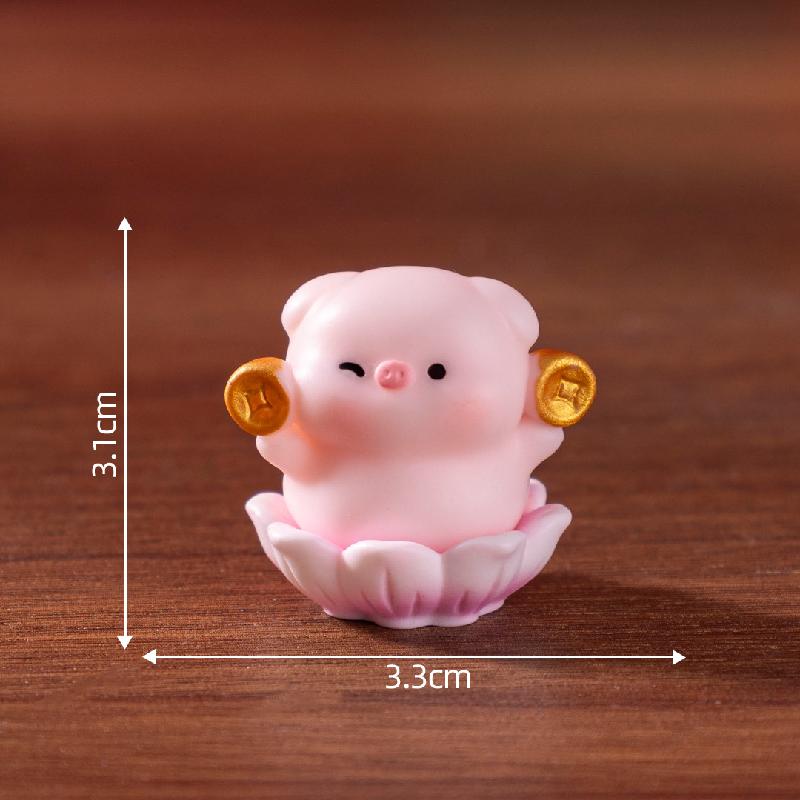 微景观创意可爱招财小猪公仔萌粒 DIY装饰品盲袋挂配件迷你小摆件