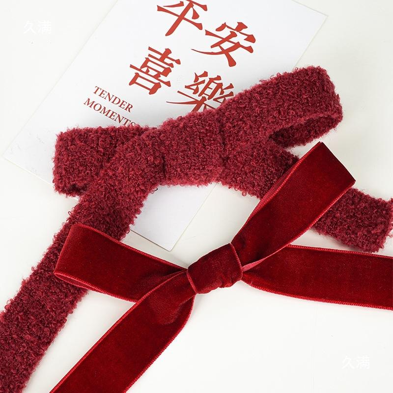 Ruy băng đỏ rượu vang, dây lụa nhung cao cấp, gói quà, buộc hoa, trang trí Noel sang trọng và tinh tế