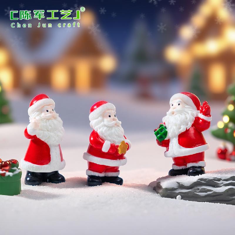 跨境新品微景观写实圣诞老人 雪地造景diy装饰品挂配件迷你小摆件