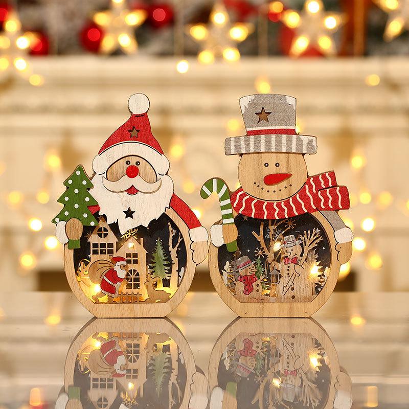 Sản phẩm mới: Đồ trang trí Giáng Sinh LED phát sáng, Santa gỗ, lý tưởng cho trang trí cây thông Noel và khách sạn.