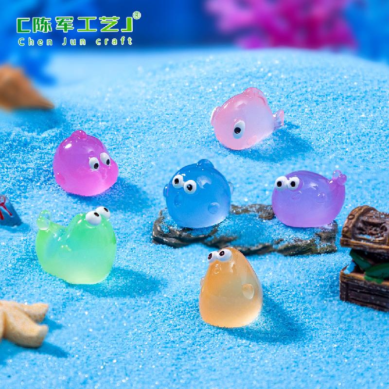 微景观创意夜光胖胖鱼海洋鱼缸造景造景 DIY装饰品配件迷你小摆件