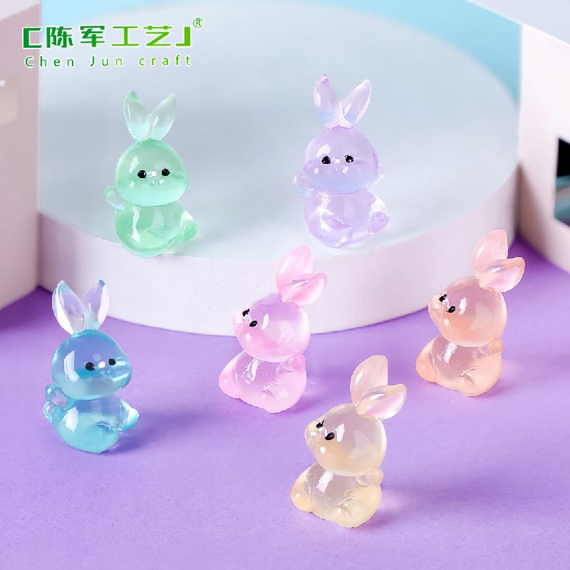 Thỏ phát sáng resin mini trang trí xe và bàn DIY (ZC-743)