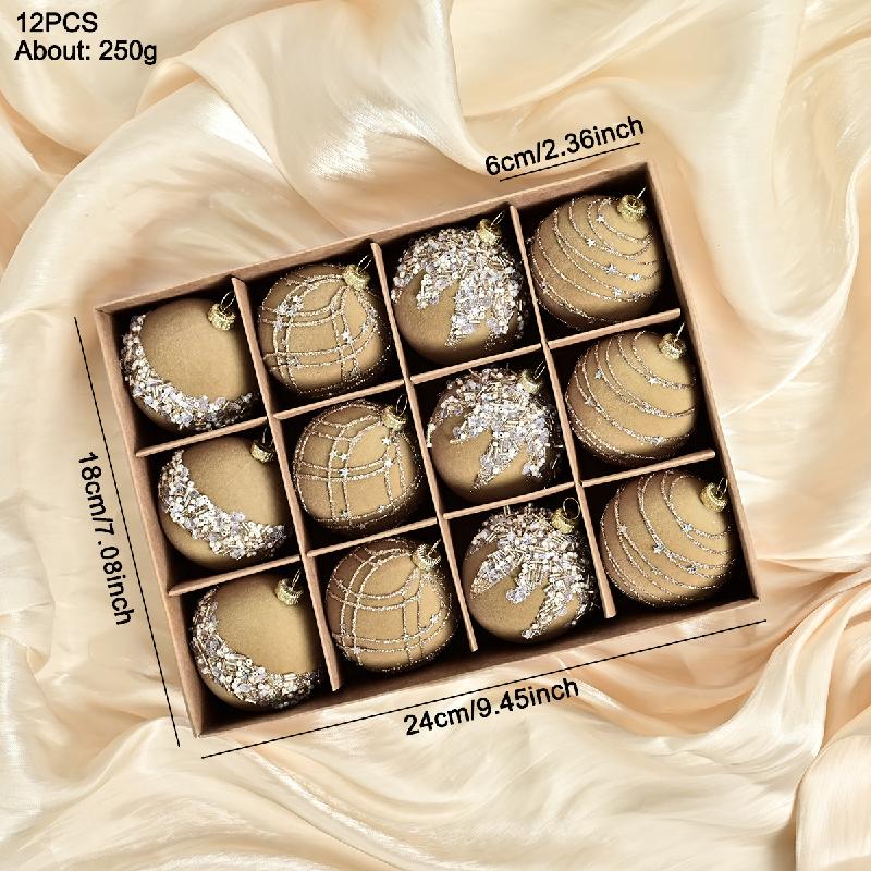 Trang trí Noel: Bóng nhung 6cm, gắn đá, trang trí tinh tế