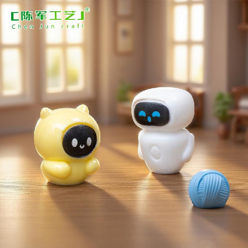 跨境新品微景观创意迷你小机器人萌粒公仔 DIY装饰配件树脂小摆件