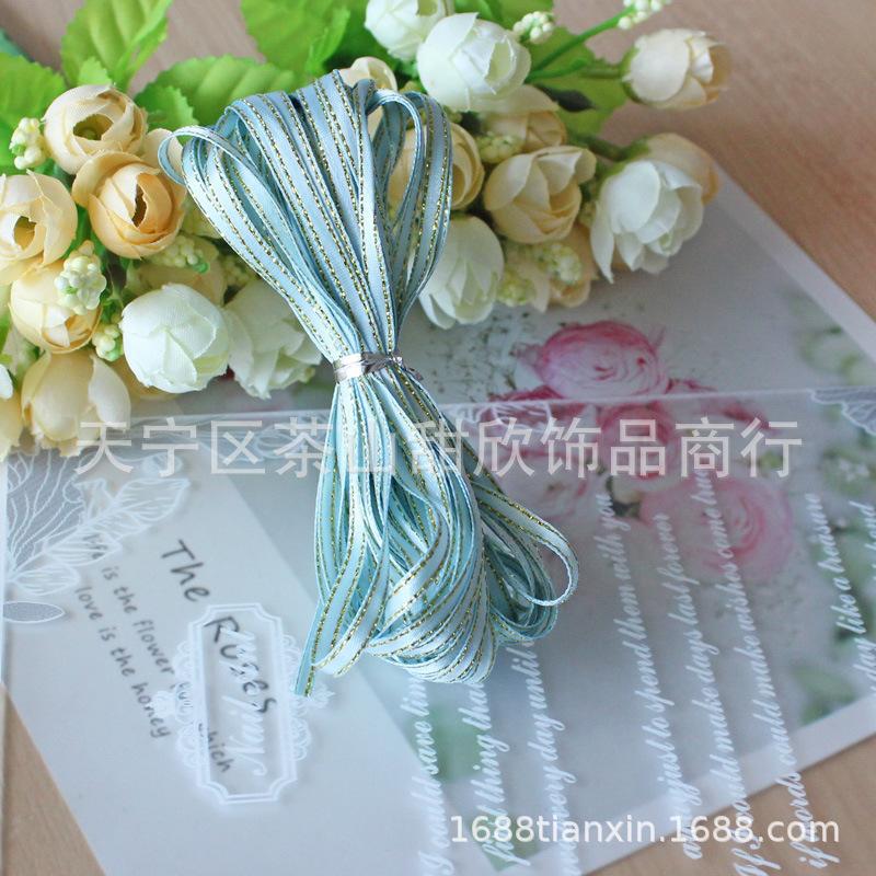Ruy băng satin viền vàng 3mm - dây ruy băng mảnh cho DIY, làm phụ kiện tóc, bánh ngọt, hoa và gói quà. Lý tưởng cho các dự án thủ công và trang trí.