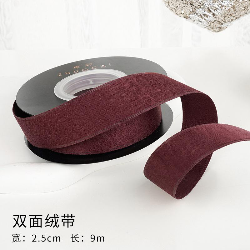 Ruy băng đỏ rượu vang, dây lụa nhung cao cấp, gói quà, buộc hoa, trang trí Noel sang trọng và tinh tế