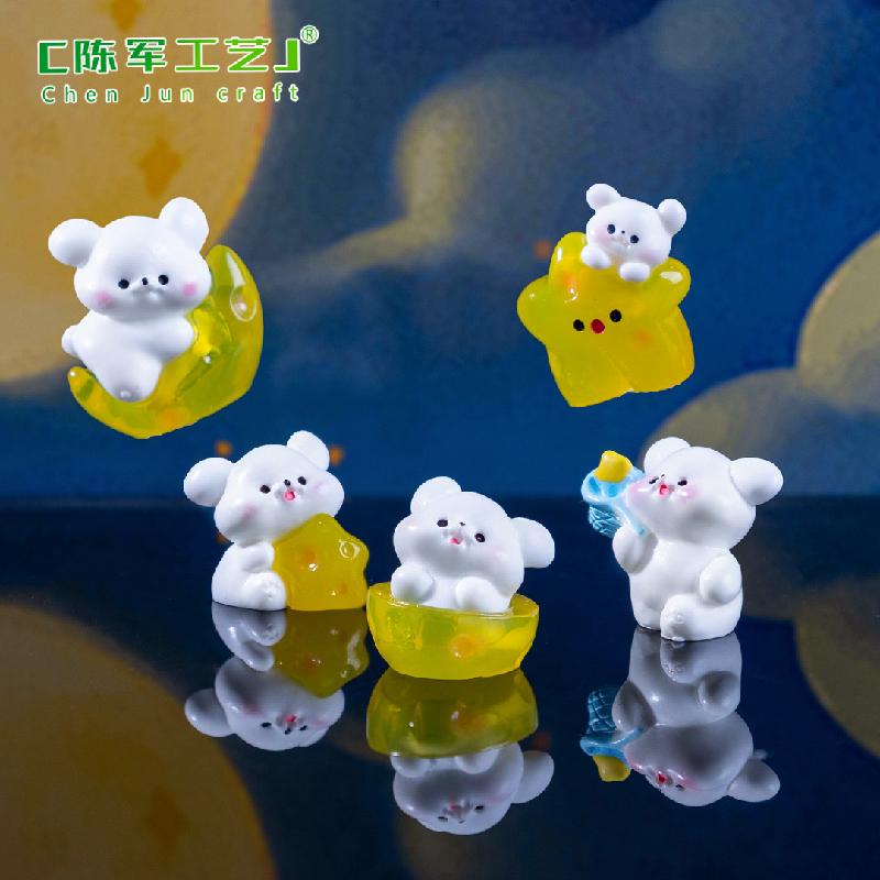 微景观创意太空星月小狗萌粒公仔 DIY装饰品挂配件迷你桌面小摆件